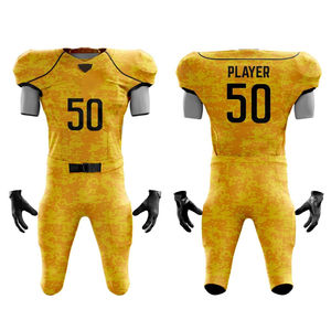 Conjuntos de Pantalones y Camisetas de Fútbol Americano Sublimadas en Amarillo, Transpirables y Personalizadas al por Mayor, Impresas en 100% Poliéster, Ropa y Uniformes de Equipo - Product Image 4