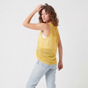 Débardeur en maille transparente pour femme, décontracté, léger, 100% polyester, sans manches, unisexe, pour l'été et la plage, style résille - Product Image 3