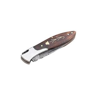 Cuchillo de Bolsillo Multifuncional Jexmoo de Acero de Damasco Hecho a Mano, Grado Industrial, OEM, Personalizado, de 7 Pulgadas, con Funda de Cuero, Garantía de 14 Días - Product Image 6