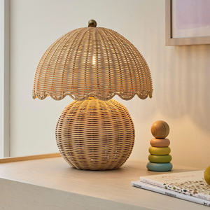 Lampe de table en forme de cône en rotin, style Sweet Scallop, lumière chaude, décoration pour chambre de bébé et chambre d'enfant. - Product Image 3