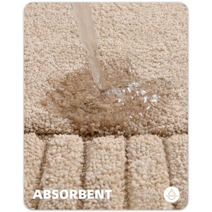 Tapis de bain en coton rectangulaire beige épais et moelleux avec dos antidérapant en caoutchouc, lavable en machine, pour usage domestique - Product Image 2