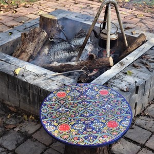 High End Quality Round Wooden Lazy Susan Plate With <b>Radiating</b> Shell Mosaic Pattern Bohemian Style Handmade For Tabletop Use - Product Image 5
