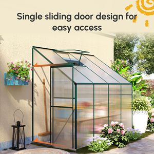 Serra per Hobby 8FT X 4FT X 7FT, Ecologica, con Tetto Inclinato in Policarbonato, Kit Serra con Telaio in Alluminio, Porta Scorrevole e Ventilazione sul Tetto - Product Image 4