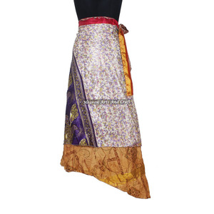 2 Layer <b>Beach</b> Wrap Skirts Women Wear Vintage Silk Sari Long Length Wrap Around Skirt 2 Layer Reversible Saree Bohemian <b>Magic</b> - Product Image 2