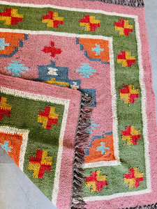 Rustic Colorful Wool Jute Area <b>Rug</b> Handwoven <b>Boho</b> Kilim Geometric Tribal Dhurrie Custom Size Living Room Floor Carpet - Product Image 5