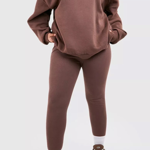 Conjunto de 2 piezas para mujer, sudadera con media cremallera y leggings, chándal informal a juego, color marrón - Product Image 6