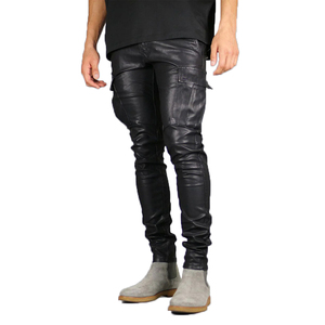 High Street Trendy Men's PU Leather Pants Wide-Leg Casual Trousers With Mid Waist Zipper Fly Closure Loose Regular Fit Size XL - Product Image 4