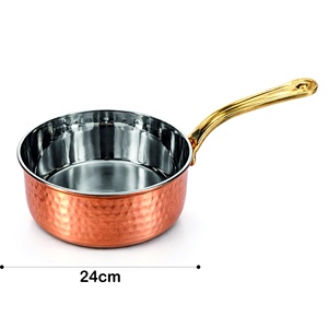 Copper Sauce <b>Pan</b> with Long Handle | Stainless Steel Interior & Copper Exterior | 24cm - Product Image 3