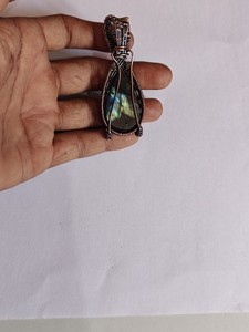 Handmade Wire Wrapped Natural Stone Pendant Necklace <b>Copper</b> Alloy Vintage Charm Antique Bronze Plated Box <b>Chain</b> Unisex Jewelry - Product Image 2