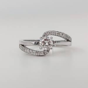 Unique Moissanite Round Cut Dainty Crossover Band <b>Ring</b> For Unisex Original 925 <b>Silver</b> Fine Wedding Birthdays Party For Friends - Product Image 1