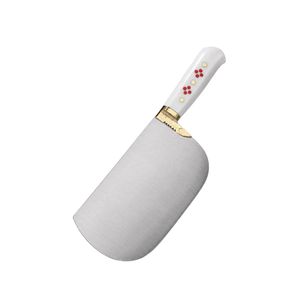 Cuchillo de Carnicero de Alta Resistencia, Hoja Ancha Curva Plateada, Mango Blanco con Puntos Rojos, Empuñadura Dorada, Cuchillo de Cocina para Cortar Carne - Product Image 1