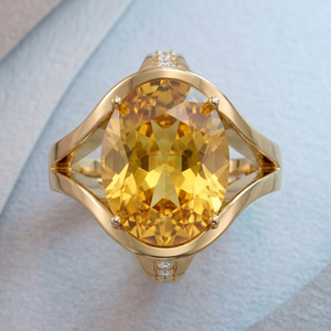 Yellow Stone Oval <b>Ring</b> US 6 CZ 925 Sterling Silver 18K Gold Plated Luxury Party Wear <b>Ring</b> Gift At Wholesale Price - Product Image 2