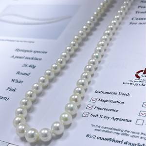 Collier de perles d'eau douce nucéifiées de 7-8 mm avec boucle en argent S925 à forte luminosité, perles presque rondes A2-Défectueuses, vente en gros - Product Image 1