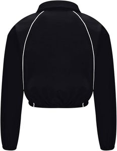 Women <b>Black</b> <b>White</b> <b>Stripe</b> 2 Piece Tracksuit Set Sporty Style Three Quarter Sleeve Knitted Polyester Loose Fit Spring Summer Wear - Product Image 5