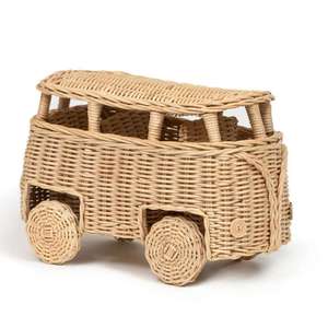 Juguete de mimbre ecológico de la mejor calidad, modelo de autobús de mimbre natural, juguete de empuje tejido a mano, juego sensorial para niños pequeños - Product Image 3