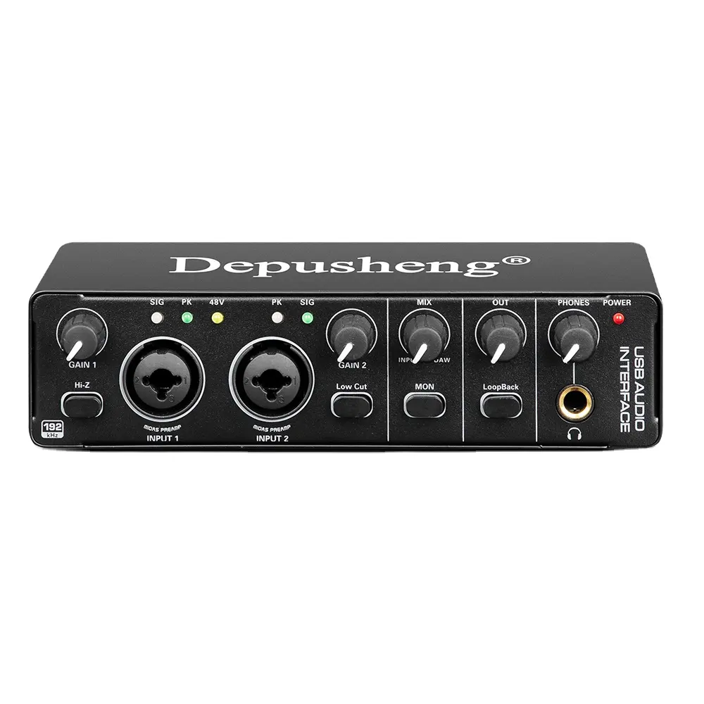 Depusheng MD22 professionelle Aufnahme-Studio-Soundkarte mit Audio-Schnittstelle für Telefon PC Musikstudio