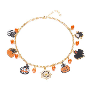 Collar con colgante de planta de Halloween, de aleación, con diamantes de imitación, moderno, para niños, estilo gótico, para festivales, joyería de moda al por mayor - Product Image 2