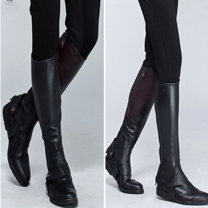 Men's English High Quality Horse Riding <b>Half</b> <b>Chaps</b> Custom Logo Extra Leather Protection Equestrian <b>Half</b> <b>Chaps</b> Sets - Product Image 3
