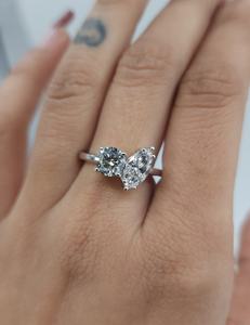 1.65 CT 2 Stone Lab Grown <b>Diamond</b> <b>Ring</b> 18K Gold for Women | IGI Certified Filled | Luxury Engagement <b>Ring</b> | Bridal Jewelry - Product Image 1