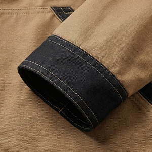 Khaki Black Contrast Utility Jacket| Workwear Button Up Jacket| Oversized Multi Pocket Streetwear Coat | Custom OEM Manufacturer - Product Image 6