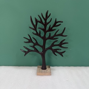 Modern Artisan Design Aluminum/Wood <b>Christmas</b> <b>Tree</b> Tabletop Sculpture Factory Decorative Ornament Wooden <b>Base</b> Holiday Home - Product Image 6