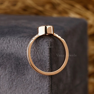 Solitaire Art déco Milgrain lunette bague de réglage en or massif 14 carats avec diamant de laboratoire de coupe ronde pour la fête porter bague cadeau elle - Product Image 3