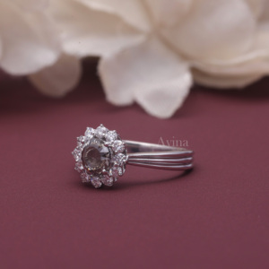 IGI Certified Lab Grown Round Diamond Floral Halo Engagement Ring in Solid 925 Sterling Silver Vintage Style Diamond Ring - Product Image 6