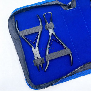 Professional Black Matte Stainless Steel Hair Extension <b>Pliers</b> Kit <b>Set</b> with Custom Logo Including Tape Press <b>Plier</b> - Product Image 3