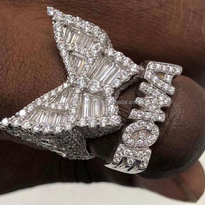 Custom S925 Silver D VVS Lab Grown Moissanite Iced Out Hip Hop Letter <b>Name</b> <b>Ring</b> (Unisex for Certified) - Product Image 2