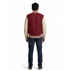 Custom Premium Wool Melton Lambskin <b>Leather</b> Asymmetric Varsity <b>Jacket</b> <b>Men's</b> Avant-Garde Fraternity Letterman Coat Plus Size OEM - Product Image 2