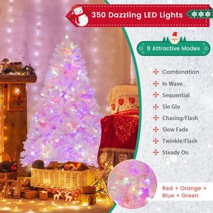 6 FT Flocked Artificial Christmas <b>Tree</b> with 350 LED <b>Lights</b> Hinged Xmas <b>Tree</b> Decorations - Product Image 4