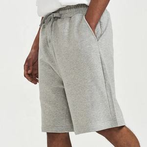 Short de sport en coton éponge français avec logo personnalisé pour hommes, vêtements de sport haute visibilité, taille élastique pour le basket-ball décontracté haut - Product Image 2