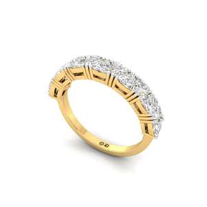 Bague demi-éternité en diamant cultivé en laboratoire Trillion en argent et or, élégante alliance de mariage et d'anniversaire pour femme - Product Image 1