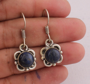 Natural Lapis Lazuli <b>Earring</b> <b>Solid</b> 925 Sterling <b>Silver</b> Handmade Vintage Luxury Drop <b>Earrings</b> for Wedding Anniversary Gift Party - Product Image 1