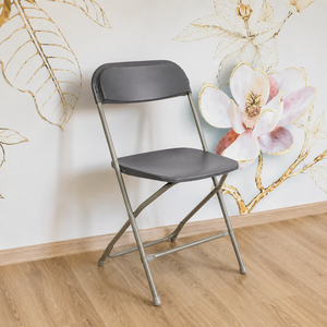 Flat Back PP+Metal Folding <b>Chair</b>-Portable <b>Gray</b> Modern Design for Park & Villa Use - Product Image 1