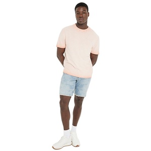 T-shirt en toile respirant à séchage rapide pour homme, col confortable, coupe ajustée, polyester/coton, qualité supérieure, couleur orange délavé - Product Image 4