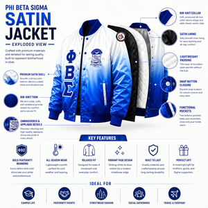 Blouson Bomber en Satin à Col Montant pour Homme de la Fraternité Phi Beta Sigma avec Broderie et Impression par Sublimation pour l'Hiver - Product Image 5