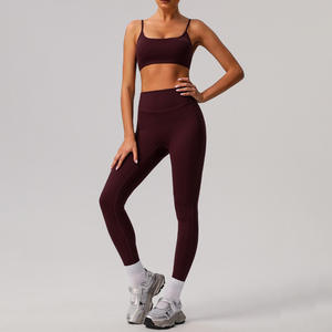 Ensemble de sport 2 pièces de haute qualité : soutien-gorge et leggings pour yoga et course à pied, taille élastique, grandes tailles - Product Image 5