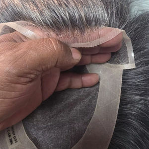 Perruque Toupet Mono Front Lace Taz en Cheveux Remy Chinois de Qualité Supérieure, Trame Simple, avec Ondulations Profondes Naturelles - Product Image 1