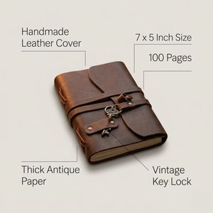 Diario de Cuero Color Bronceado de Primera Calidad |   Cuaderno con Cierre de Llave Estilo Vintage |   Cuaderno de Escritura de 100 Hojas |   Libro de Regalo en Oferta 2026 - Product Image 5