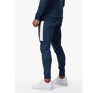 Ensemble de survêtement bleu marine à capuche pour homme, couleur unie, pantalon de survêtement long avec poches latérales, séchage rapide, tenue sportive pour l'automne - Product Image 6