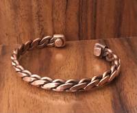 Brazalete Magnético Largo de Cobre Puro Trenzado a Mano, para Alivio Energético y Curación, Personalizado, Unisex, Ajustable, Elegante N.S