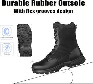 Bottes tactiques durables pour hommes – Confortables, légères, respirantes, avec fermeture éclair latérale, pour l'extérieur et le travail - Product Image 3