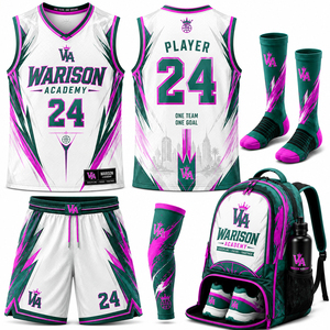 Ensemble d'uniformes de basketball par sublimation, tendance du moment, unisexe, grandes tailles, vêtements personnalisés pour équipes, avec sac - Product Image 5