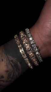 Gold Lab Grown Diamond Baguette Tennis Bracelet Men's Luxury <b>Mosaic</b> Link Wristlet IGI Certified All Occasion - Product Image 3