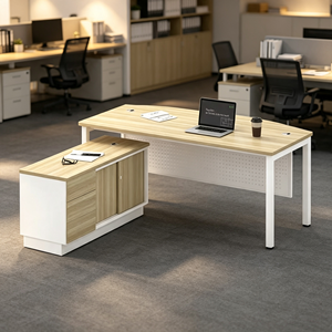 Bureau de direction rectangulaire moderne et minimaliste, durable, autoportant, mobilier de bureau à usage commercial, structure en acier blanc - Product Image 2