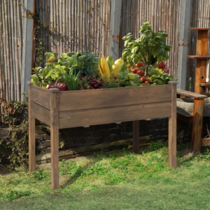 Bac à fleurs rectangulaire en bois rustique pour jardin, pour plantes vertes, non traité - Product Image 3