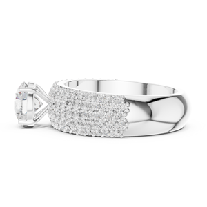 Anillo de Compromiso con Diamante Moissanite de Corte Redondo de 92.5 Quilates con Banda Pavé, Estilo Clásico, Joyería para Mujer - Product Image 1