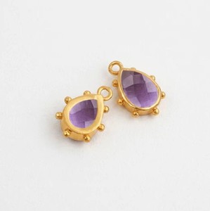 Colgante de Amatista Facetada de 8x12mm - Charm con Engaste Bañado en Oro para Creación de Joyas - Product Image 1