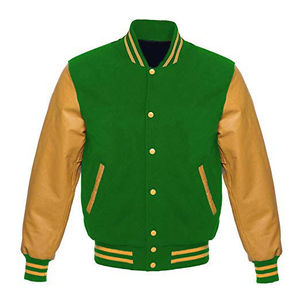 Veste universitaire pour homme, noire et or, manches en cuir PU, col rabattu, fermeture boutonnée, vêtement décontracté pour l'automne - Product Image 6
